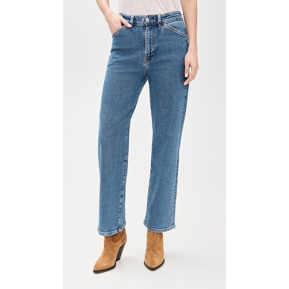 RE/DONE The Westley High Rise Straight Leg Jeans 192-03WWESTLY Blue Mere Size 29